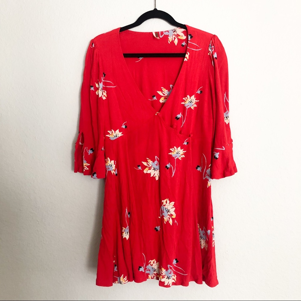 Free People Red Floral Dress